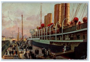 1912 Bremerhaven Dispatch Of A Fast Steamer Germany Oilette Tuck Art Postcard