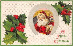 J34/ Santa Claus Christmas Postcard c1910 Toys Doll Holly 184