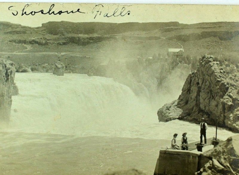 C 1900-10 RPPC People On Flood Valves? At Shoshone Falls Real Photo Postcard F84