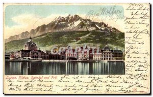 Old Postcard Luzern Pilatus and Post