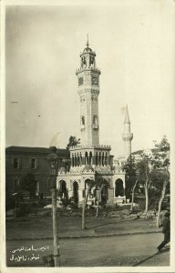 turkey, SMYRNA SMYRNE IZMIR, Saat Kulesi, Clock Tower (1930s) RPPC Postcard