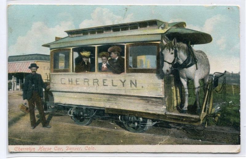 Cherrlyn Horse Rides Streetcar Denver Colorado 1910c postcard