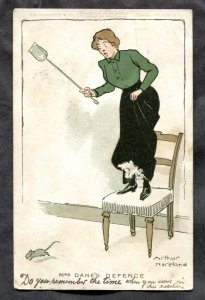 dc706 - Artist Signed ARTHUR MORELAND 1905 Woman & Mouse Humor. Postcard