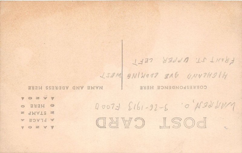 J70/ Warren Ohio RPPC Postcard c1913 Flood Disaster Railroad Tracks270
