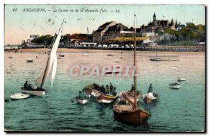 Arcachon Old Postcard Casino saw the new pier Boat