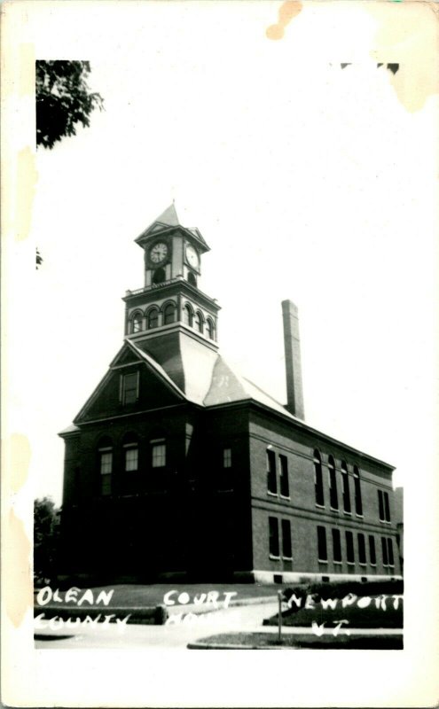 Vtg Cartolina Ansco RPPC NEWPORT Vermont - Olean Contea Tribunale Casa