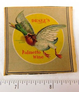 1870's-80's Lovely Drake's Palmetto Wine Mallard Duck In Flight Trade Card F50