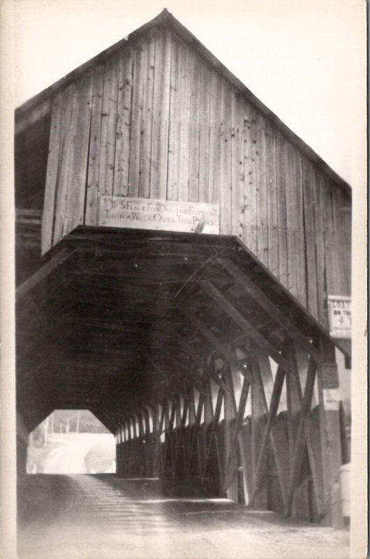 Maine Covered Bridge Five Dollar Fine For Driving Faster Than Walk Postcard Z17