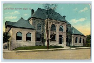 c1910 Gail Borden Library Elgin Illinois IL Posted Antique Postcard