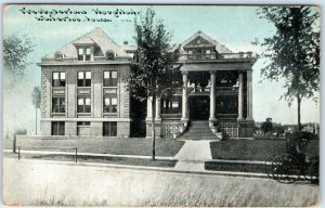 c1910s Waterloo, IA City Presbyterian Hospital Postcard Horse Carriage Vtg A61