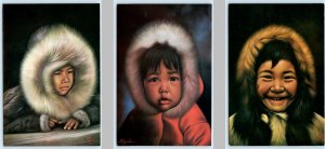 3 Postcards LITTLE CHILDREN of the NORTH Canadian Artist Miguel 4x6