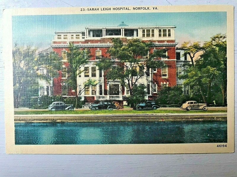 Vintage Postcard 1939 Sarah Leigh Hospital Norfolk Virginia