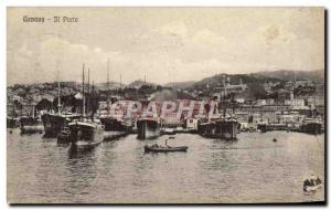 Old Postcard Il Porto Genova Boat