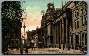 Postcard Montreal Quebec c1908 St. James Street Bank of Montreal Post Office