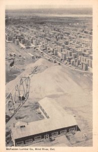 Blind River Ontario Canada McFadden Lumber Co Birds Eye View Postcard AA70448