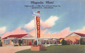 Magnolia Motel Highway 82 Magnolia Arkansas linen postcard