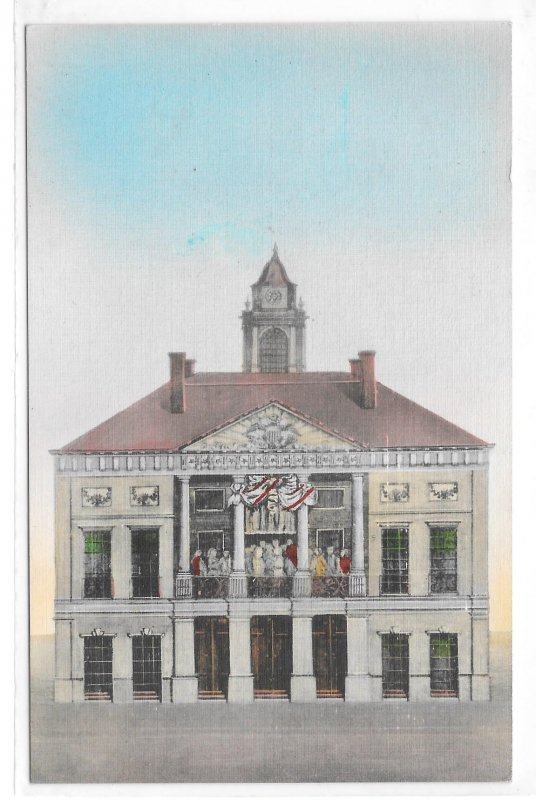 New York City NY Worlds Fair Federal Hall Vintage Handcolored Albertype Postcard