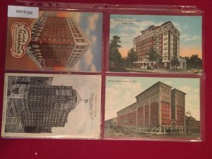 Kansas City 4 Vintage postcards St.Regis, Aladdin,Muehlebach, Baltimore Hotels