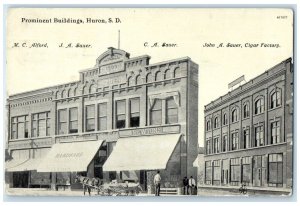 1911 Prominent Buildings Hardware Newtons Huron South Dakota SD Antique Postcard