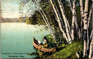 Massachusetts Springfield Canoeing On Watershop's Pond 1911