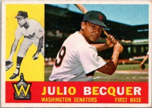 1960 Topps Baseball Card Julio Becquer Washington Senators sk10602