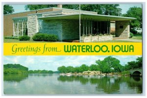 c1960s Greetings From Waterloo Bridge Scene Iowa IA Unposted Vintage Postcard 