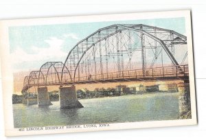 Lyons Iowa IA Postcard 1925 Lincoln Highway Bridge