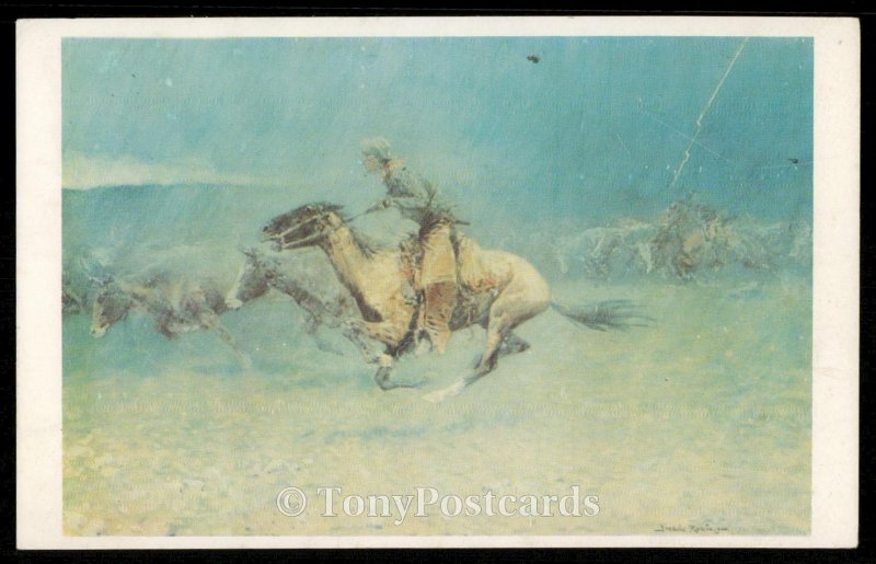 Stampeded by Lighting - Frederic Remington