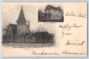 Kaukauna Wisconsin Postcard Brokaw Memorial ME Church Epworth Home Building 1905