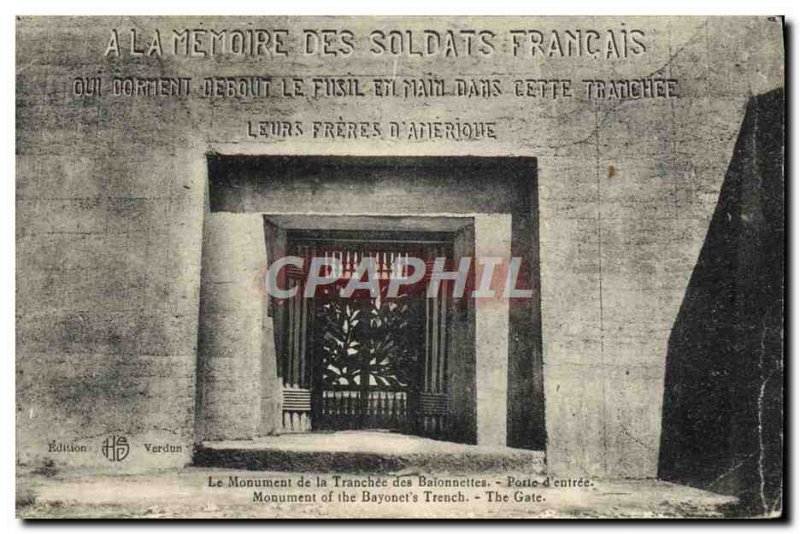 Old Postcard The Monument of the Bayonet Trench Porte d & # 39entree Army