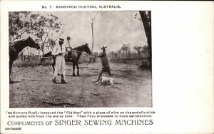 Singer Sewing Machine Advertising - Kangaroo Hunting in Australia Postcard #7