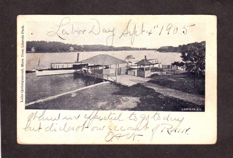 MA Lake Quinsigamond Mass Massachusetts near Worcester Shrewsbury Postcard