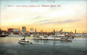 BALTIMORE MD Steamer Steamship Louise Leaving for Tolchester c1910 PC