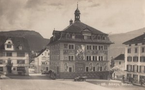 Classic Open Top Car at Schwys Rathaus German Rare Old Postcard