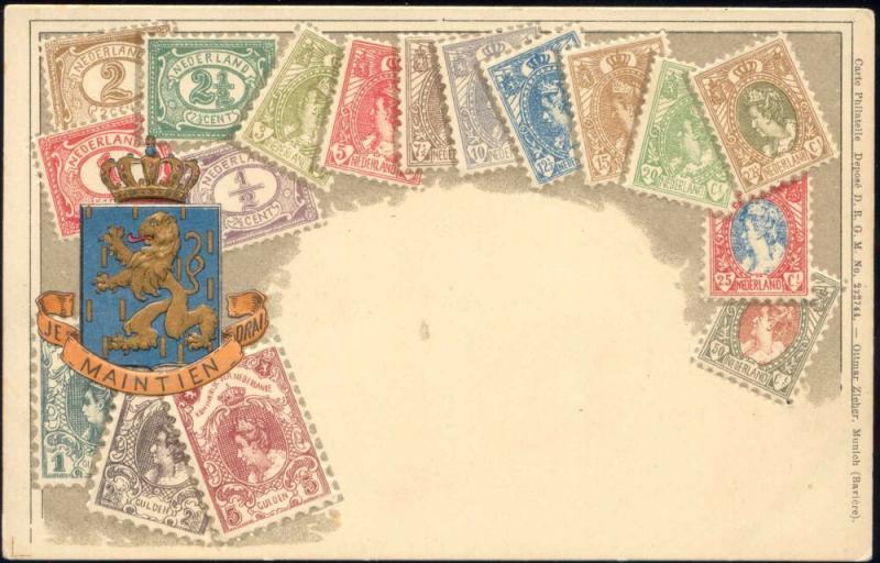 Netherlands, STAMP Postcard, Coat of Arms (ca. 1899)