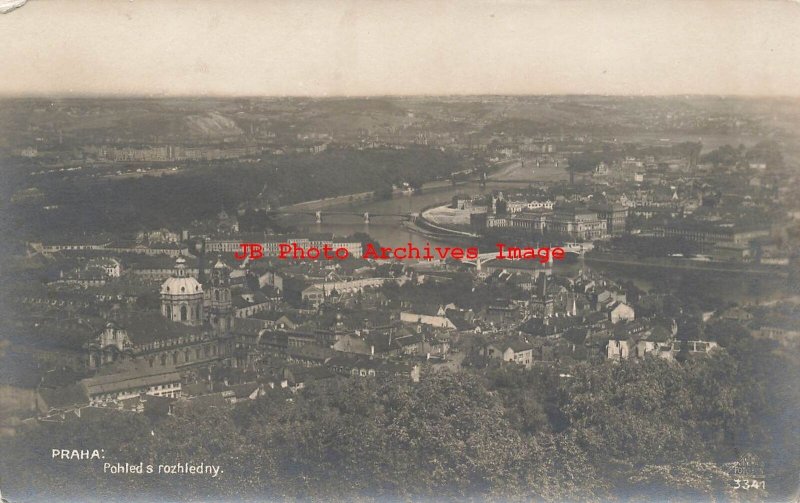 Czech Republic, Prake, Prague, RPPC, City Scene, Aerial View, Photo