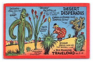 Desert Desperados Cactus Reg Manning Travelcard c1945 Postcard