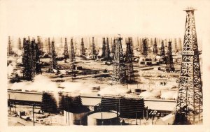 Long Beach California Signal Hill Oil Field Real Photo Vintage Postcard AA57614