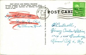 McPherson Kansas KS Post Office Federal Building Cars Silvercraft Postcard T13