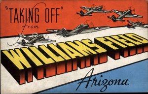 Williams Field AZ Airplanes Military Large Letter Linen Postcard