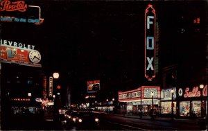 St Louis Missouri MO Grand Avenue Pepsi Cola Chevrolet Neon Signs Vintage PC