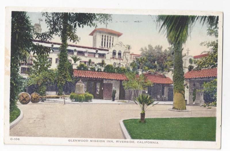 CA Riverside Glenwood Spanish Mission Inn The Court Vintage Postcard