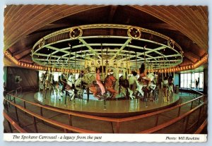 1960 Spokane Washington WA Postcard This Magical Merry-Go-Round Natatorium Park