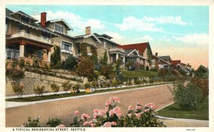 Vintage Postcard 1929 Typical Residential Street Seattle Washington P. Johnston