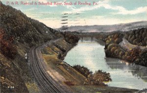 P. & R. Railroad, Schuylkill River Reading, Pennsylvania PA  