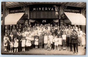 Slovakia Postcard Minerva Building Family Kids and Adults Photo 1927 RPPC Photo
