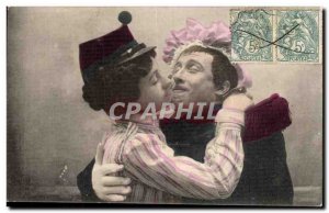 Fantasy - Women - kisses - Old Postcard