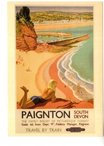 Woman Sunbathing Baech Paignton, South Devon Travel By Train Railway Advertising