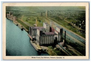 Fort William Ontario Canada Postcard Water Front Aerial View 1936 Vintage