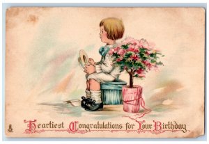 c1910's Birthday Little Boy With Flowers In Pot Tuck's Posted Antique Postcard 